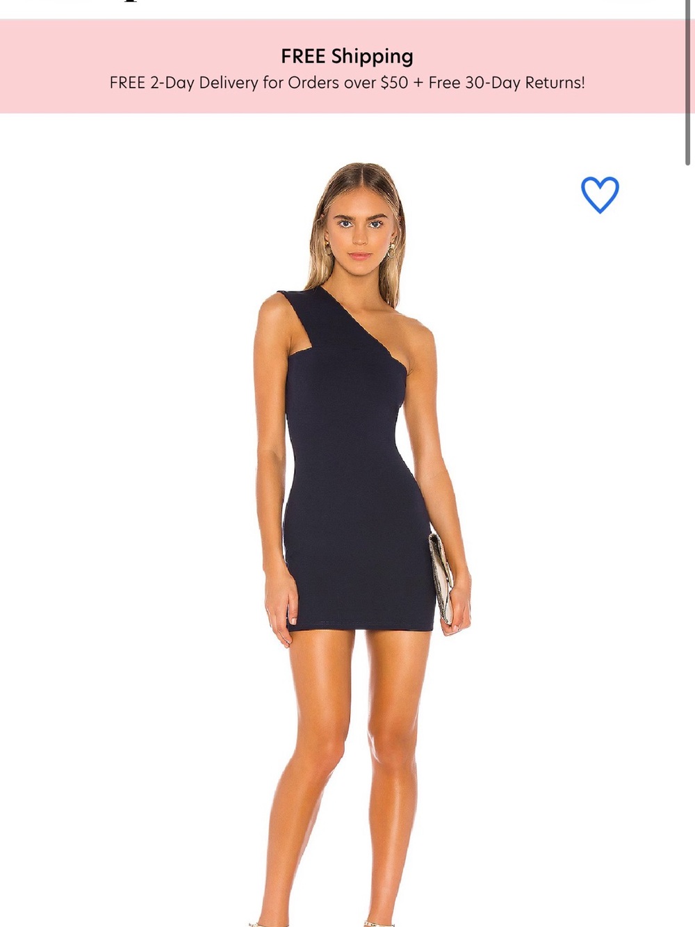 Superdown Navy One-Shoulder Mini Dress – XS
